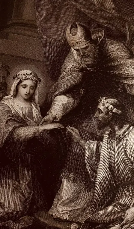 Gravura dos Esponsais de São José e Nossa Senhora